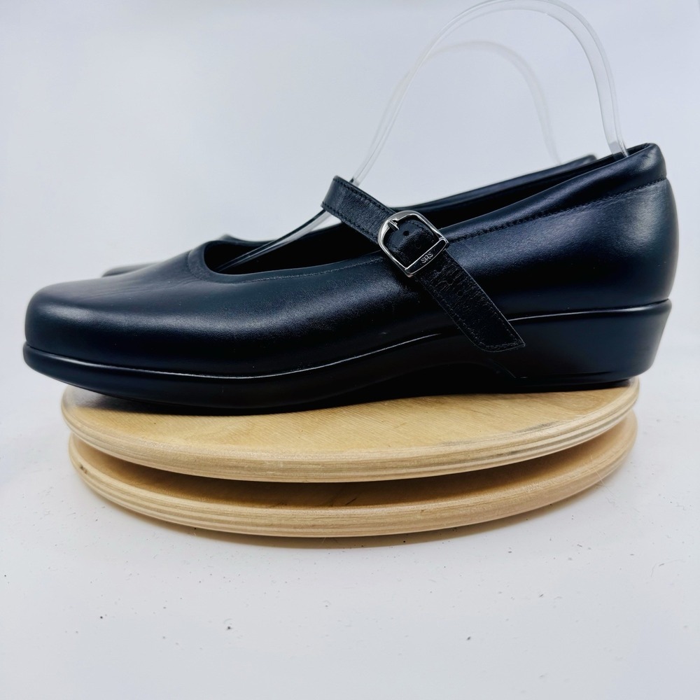SAS Maria Mary Jane Shoes Womens 10.5 Black Leather Comfort Flats USA Classic - Picture 4 of 10